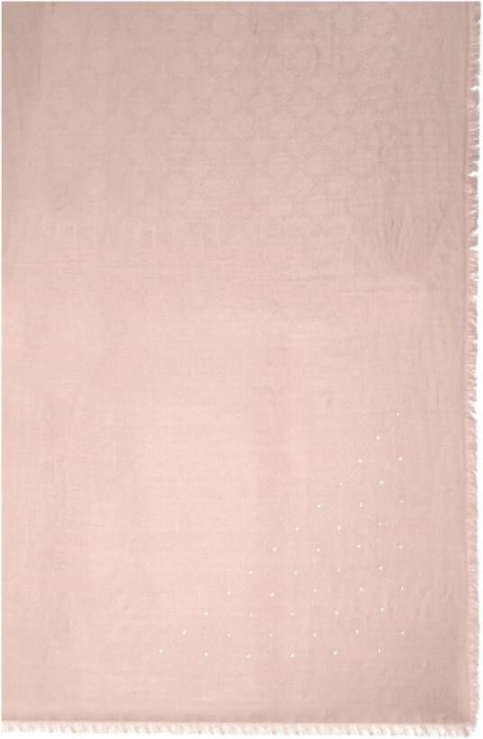 Liu Jo Winter Glamour Vierkante Strass Sjaal Beige Dames