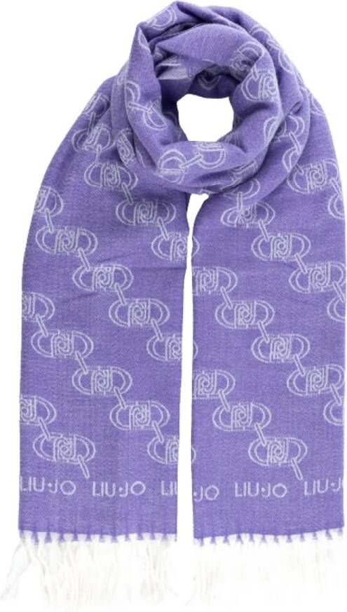 Liu Jo Jacquard Logo Ketting Sjaal Purple Dames