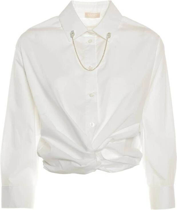 Liu Jo Witte katoenen poplin blouse met strik White Dames
