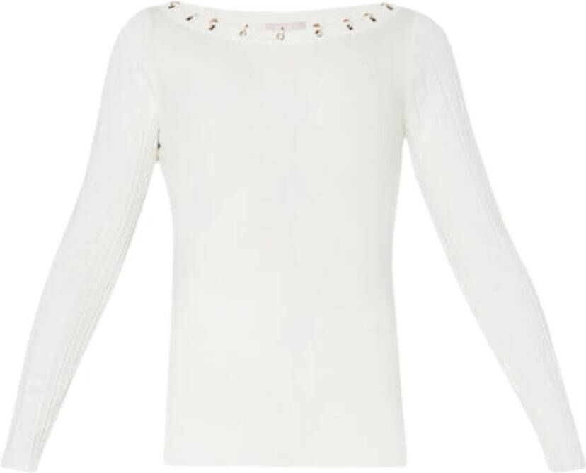 Liu Jo Witte Sweaters D Giro Pircing Blouse White Dames