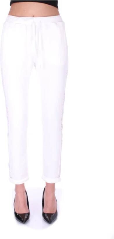 Liu Jo Witte Tapered Broek met Kantdetails White Dames