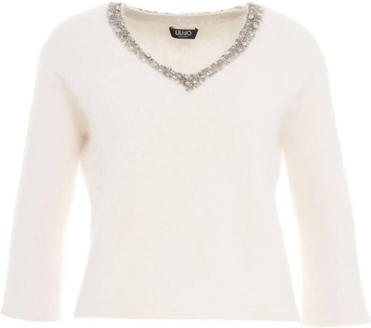 Liu Jo Velvet Textuur Sweatshirt met Strass Details White Dames
