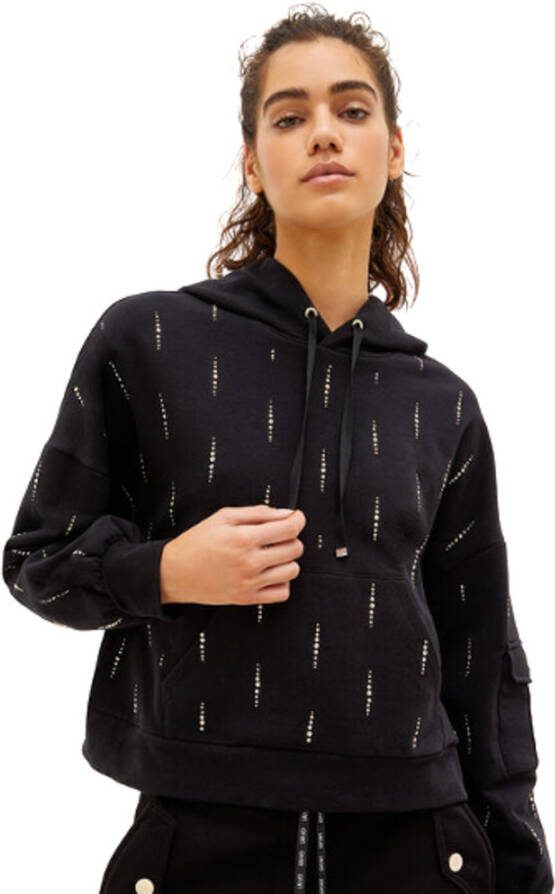 Liu Jo Sportieve Hoodie met Zakken en Ribboord Black Dames