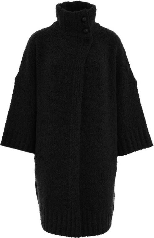 Liu Jo Klieke en Elegante Wol en Alpaca Jas Black Dames