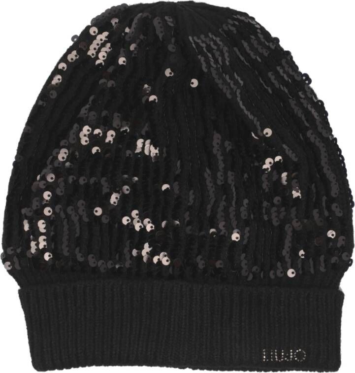 Liu Jo Zwarte Beanie met Pailletten voor Vrouwen Zwart Dames