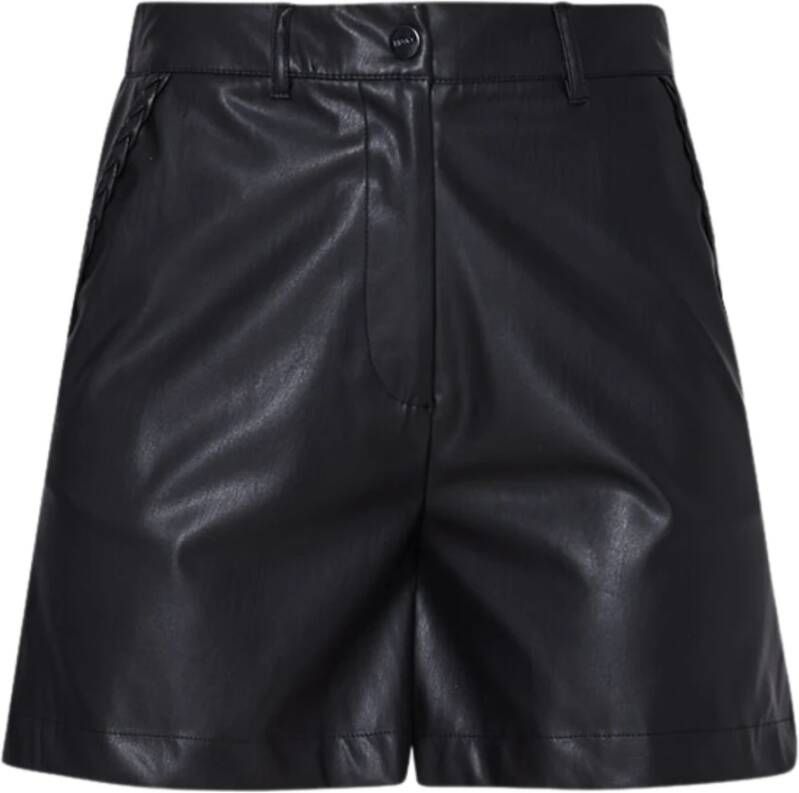 Liu Jo Zwarte D Ecopelle Profili Treccia Korte Shorts Black Dames