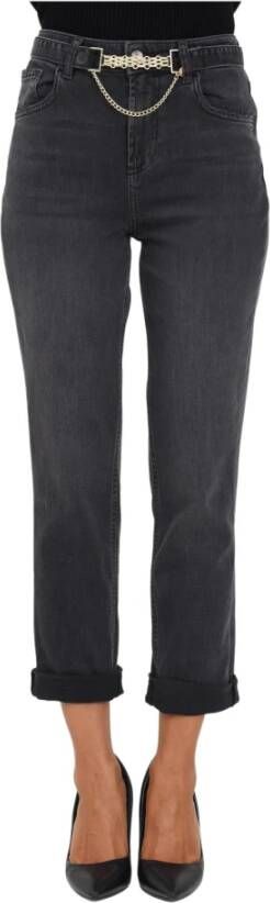 Liu Jo Trendy Flare Jeans met Zwarte Gewassen Kleur en Bijpassende Riem Black Dames