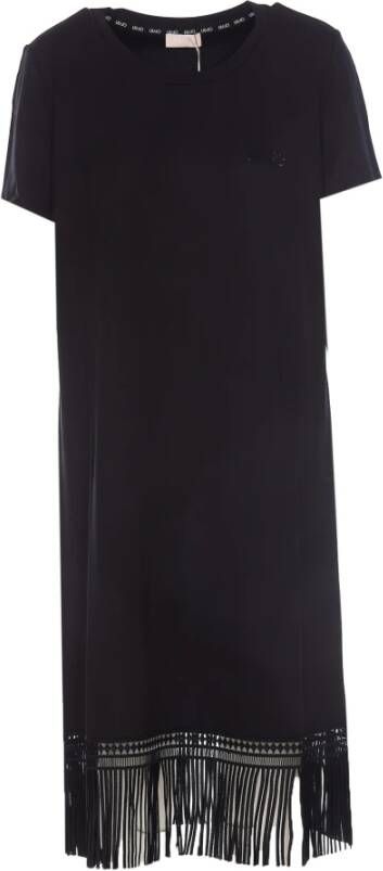 Liu Jo Zwarte franje logo jurk Zwart Dames