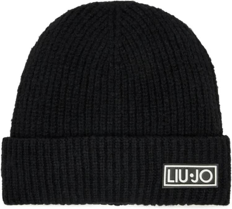 Liu Jo Zwarte logo beanie voor dames Zwart Dames