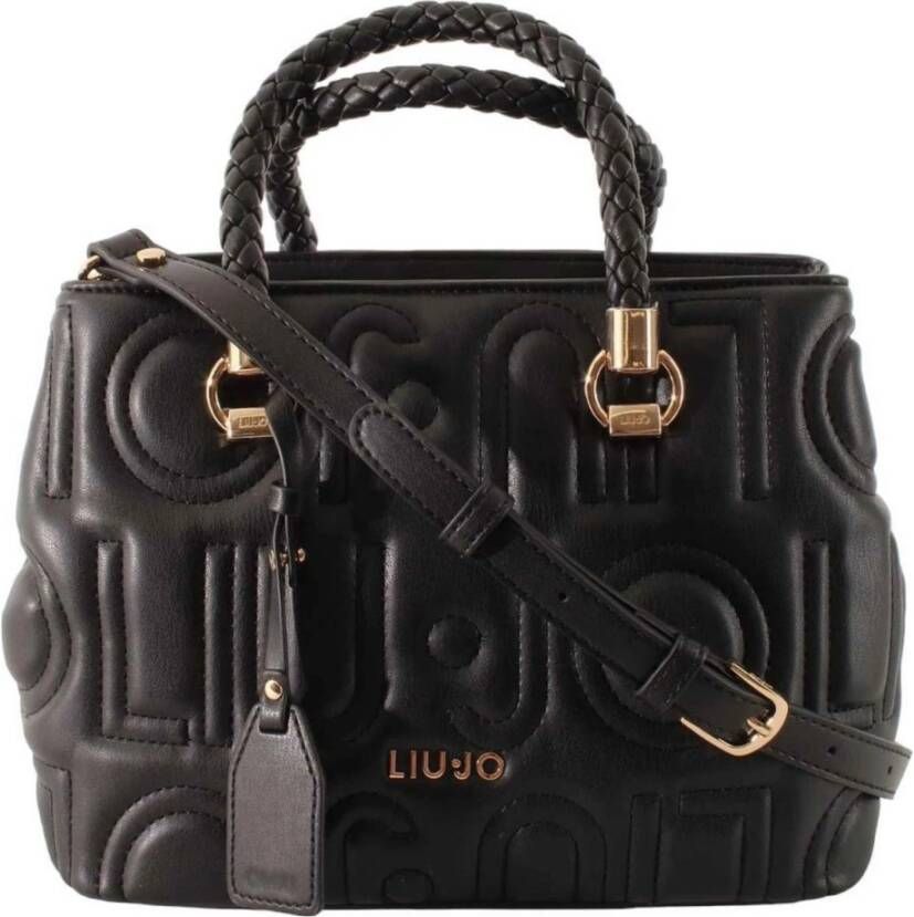 Liu Jo Zwarte Manhattan Satchel S Dubbele Rits Handtas Black Dames