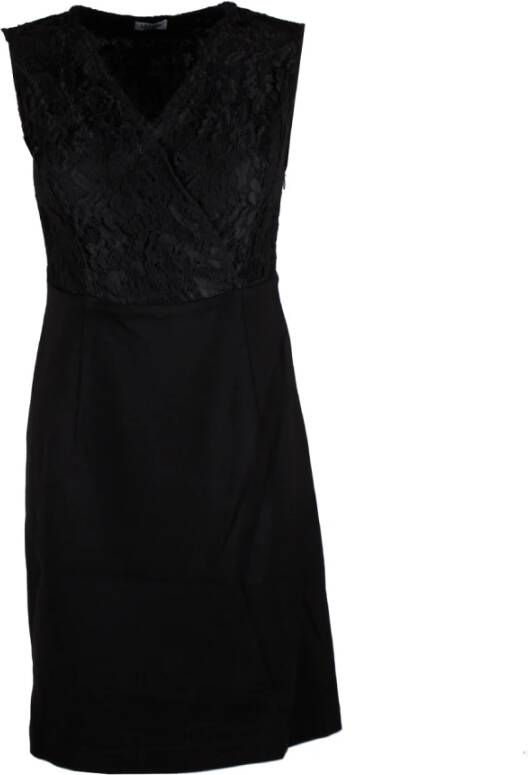 Liu Jo Zwarte mouwloze jurk met kanten details Zwart Dames