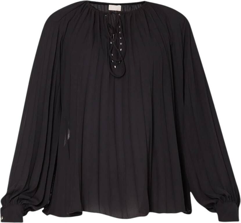 Liu Jo Zwarte Plisse+Studs Shirt Zwart Dames
