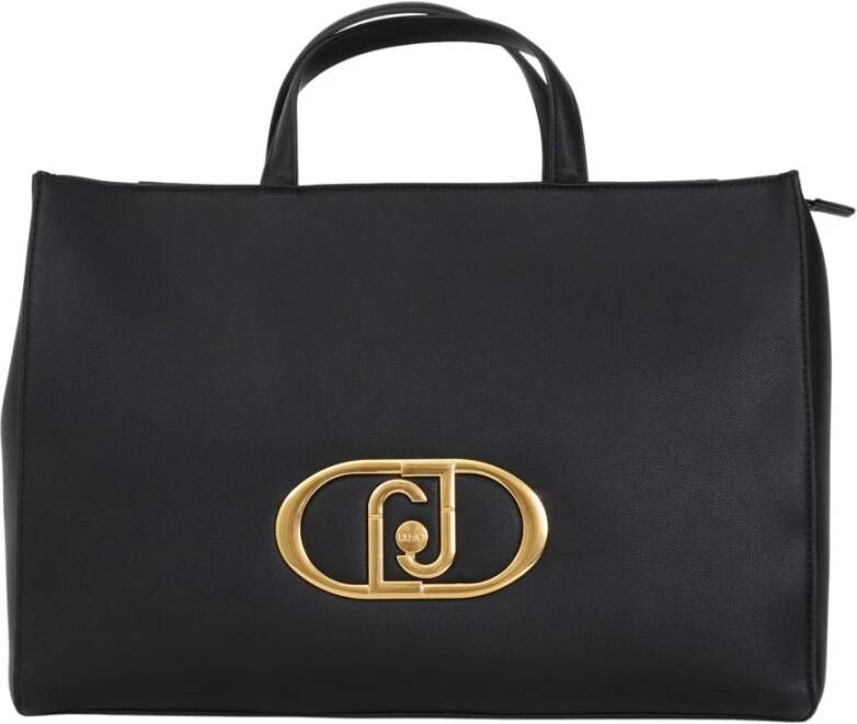 Liu Jo Zwarte Shopper Tas met Fijne Bottalata Afwerking Black Dames