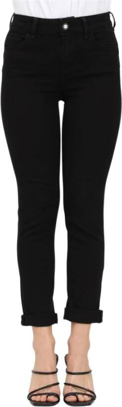 Liu Jo Zwarte Skinny Jeans met Kristallen Knoop Zwart Dames