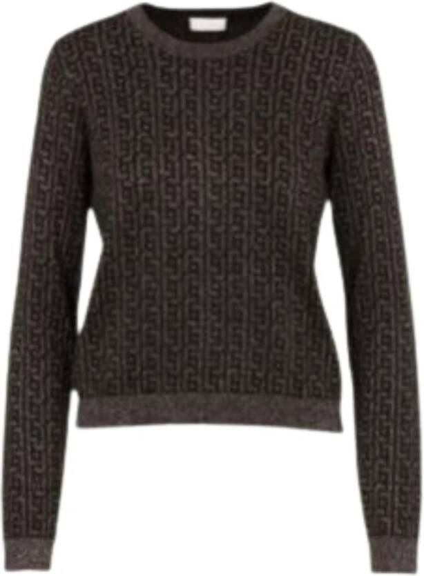 Liu Jo Zwarte Sweaters met D Giro Logo Lurex Zwart Dames