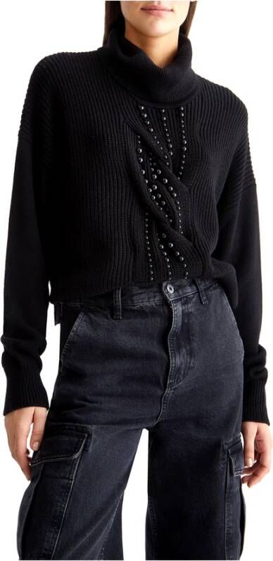 Liu Jo Zwarte Sweaters met Parels Zwart Dames
