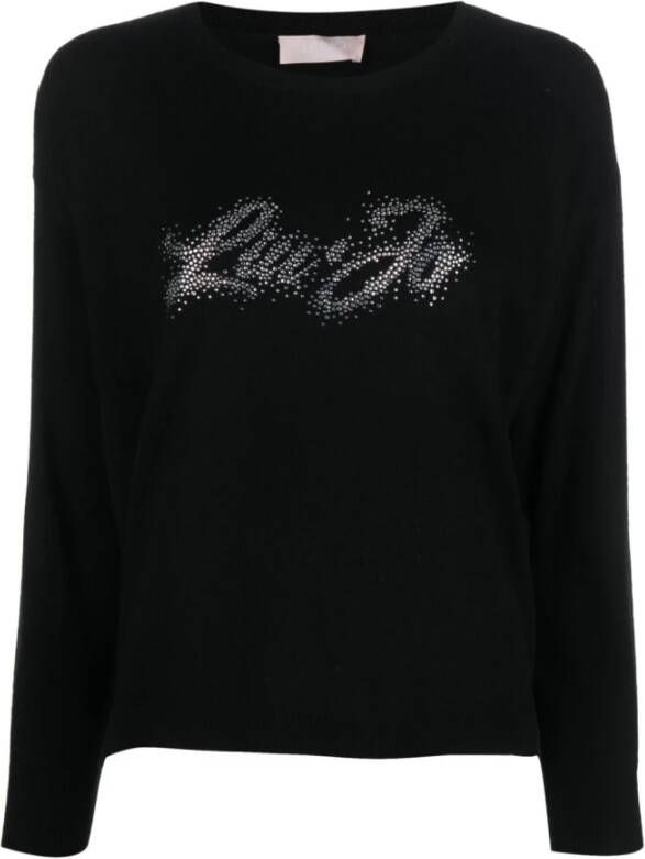 Liu Jo Gesloten shirt met lange mouwen en zwart logo Black Dames