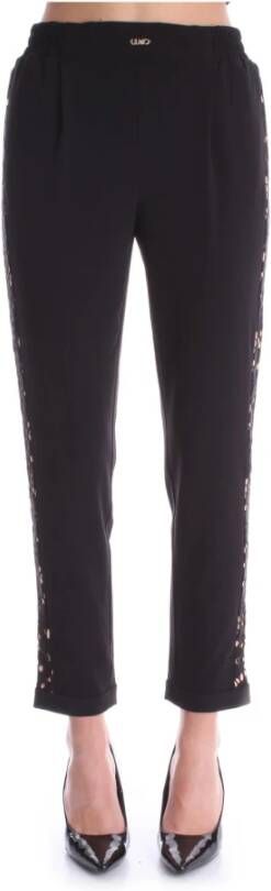 Liu Jo Slim-fit Broek met Geperforeerde Inzetstukken Zwart