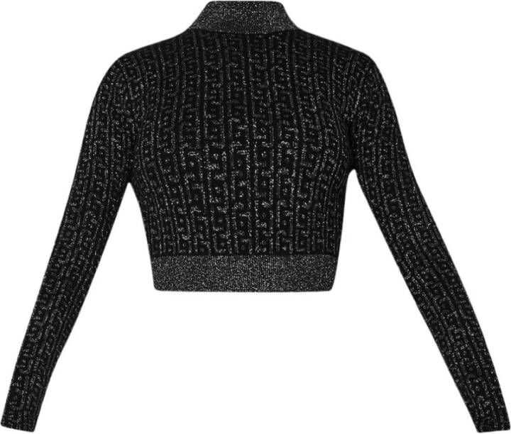 Liu Jo Zwarte trui met jacquard logo Black Dames