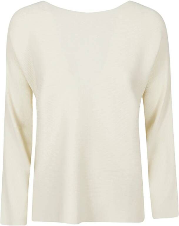 Liviana Conti Beige Geribbelde Viscose Trui Beige Dames