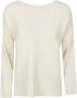 Liviana Conti Beige Geribbelde Viscose Trui Beige Dames - Thumbnail 1