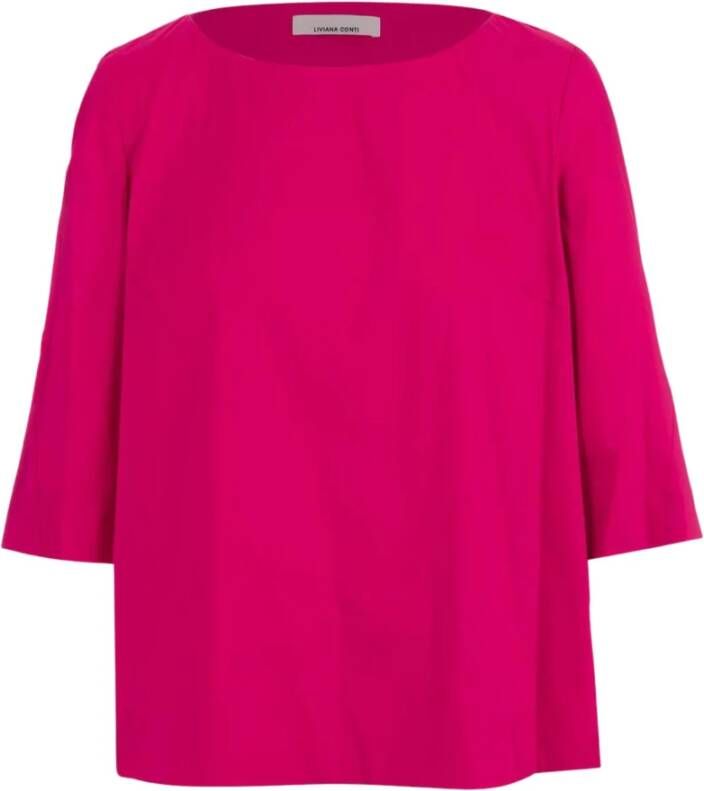 Liviana Conti Fuchsia Poplin Stretch Blouse Roze Dames