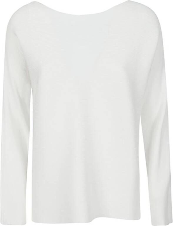 Liviana Conti Geribbelde Viscose Trui in Wit White Dames