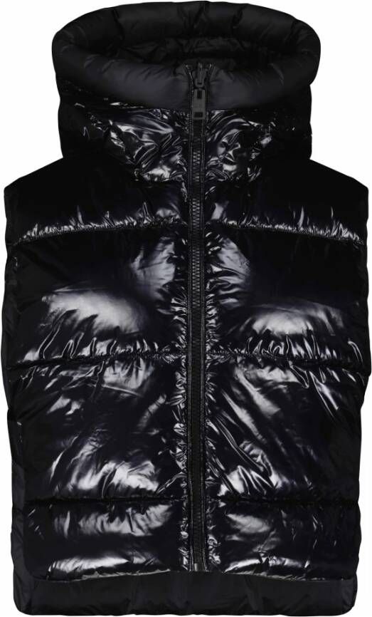 Liviana Conti Gewatteerd Vest met Capuchon en Rits Black