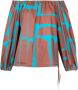Liviana Conti Poplin Boothals Blouse met Elastiek en Ruches Blauw Dames - Thumbnail 1