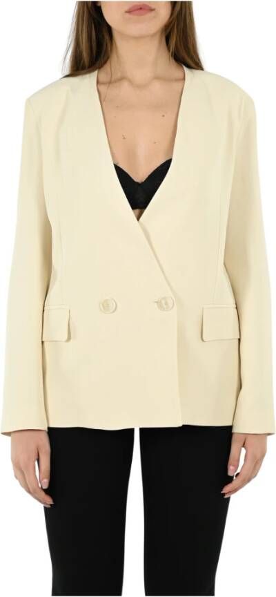 Liviana Conti Stijlvolle Dubbelrij Blazer Beige Dames