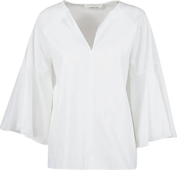Liviana Conti Upgrade je garderobe met V-hals katoenen blouse Wit Dames