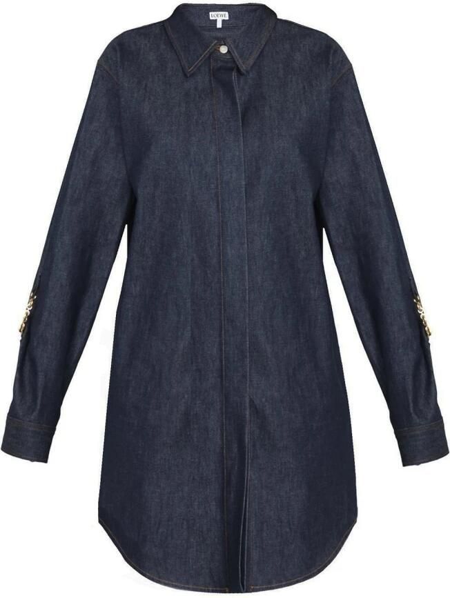Loewe Blauwe Denim Overhemdjurk met Kettingen Blue Dames