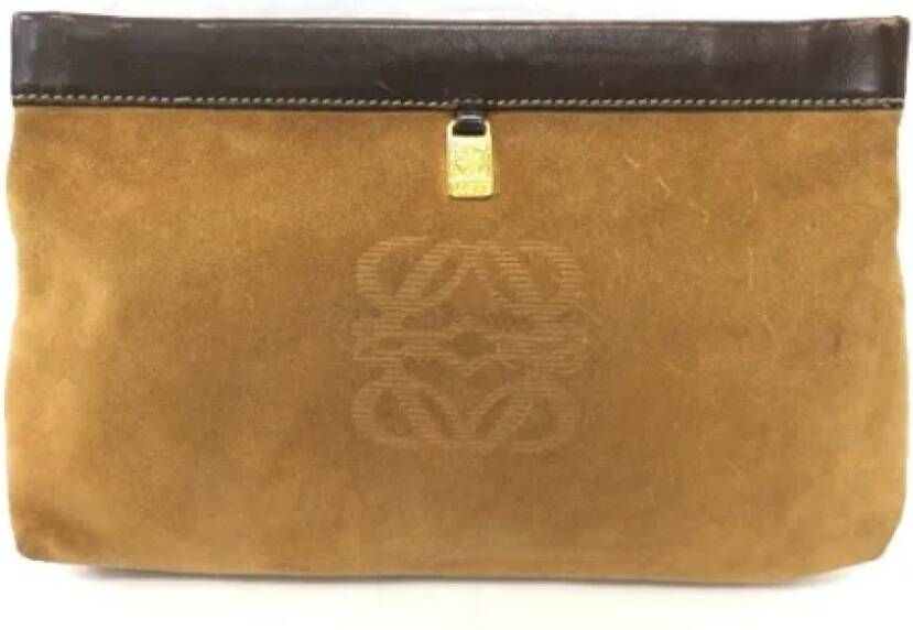 Loewe Pre-owned Leather clutches Bruin Dames