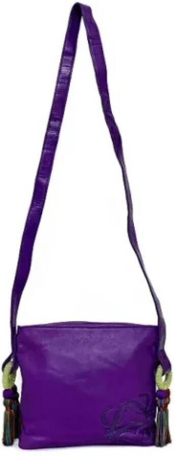 Loewe Pre-owned Leather shoulder-bags Purple Dames