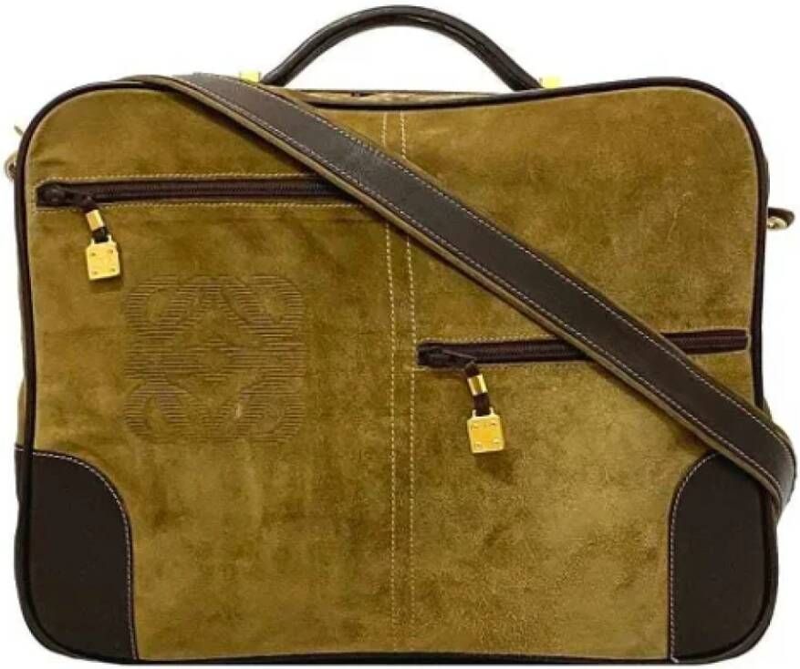 Loewe Pre-owned Suede briefcases Bruin Dames