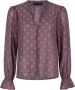 Lofty Manner semi-transparante blouse Luni met all over print en volant aubergine - Thumbnail 2