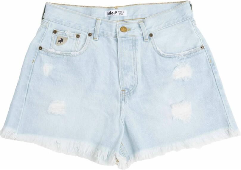 Lois straight high waist denim short light blue denim - Foto 3