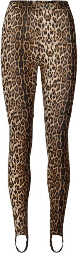 Lollys Laundry Luipaardprint Leggings met elastische tailleband Brown Dames