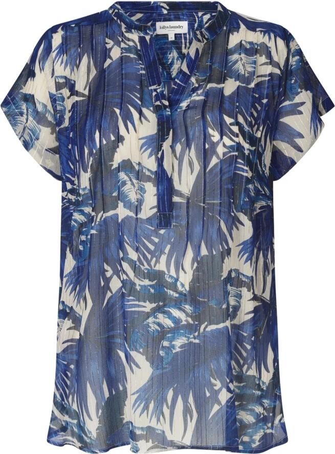 Lollys Laundry Blauwe Geplooide V-Hals Blouse Multicolor Dames - Foto 1