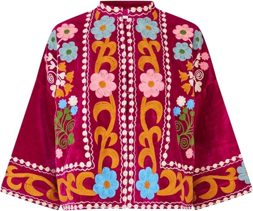 Lollys Laundry Bloemen Veloursjas in Roze Multicolor Dames