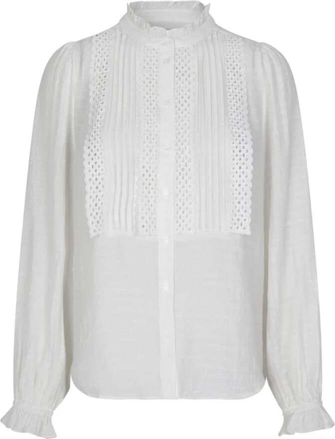 Lollys Laundry Delicate wit overhemd met kantdetails White Dames
