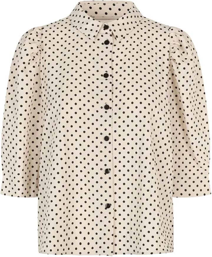Lollys Laundry Elegante Bonoll Shirt met Pofmouwen Beige Dames