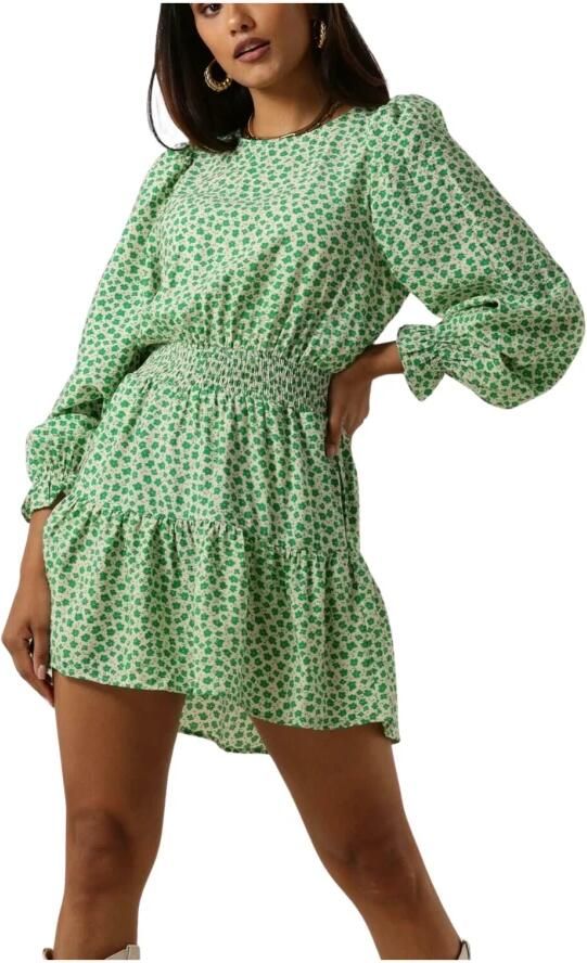 Lollys Laundry Jurk met gesmokte taille Parina groen - Foto 3