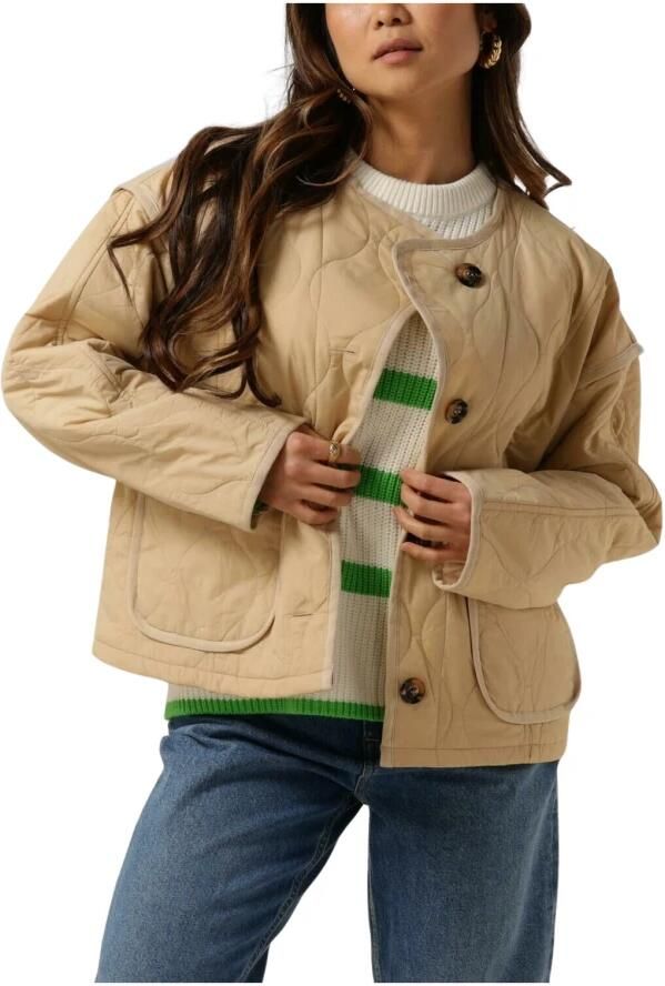 Lollys Laundry Gewatteerde Jas met Ronde Hals en Grote Zakken Beige Dames - Foto 3