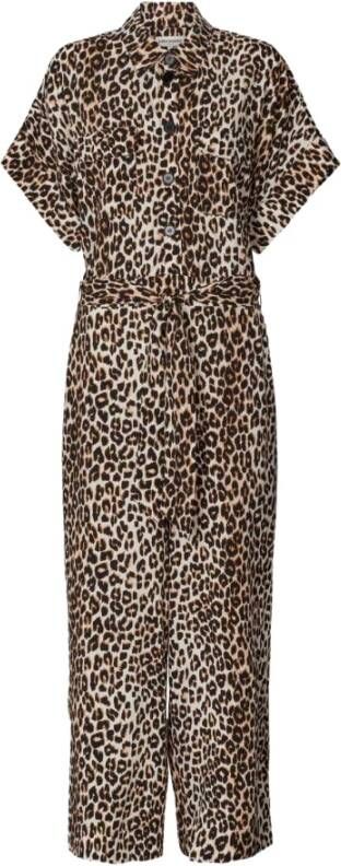 Lolly's Laundry Mathilde Jumpsuit Leopard Print Bruin Dames