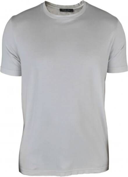 Loro Piana Beige Katoenen T-Shirt Upgrade Hoge Kwaliteit Veelzijdige Stijl Grijs Heren