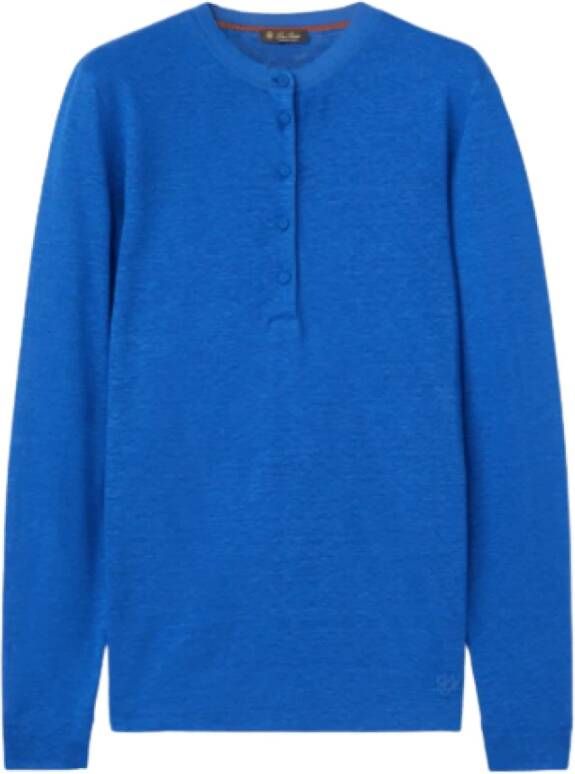 Loro Piana Dames trui van linnen jersey Blauw Dames