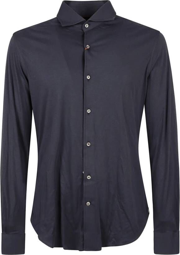 Loro Piana Andrew Jersey Katoenen Overhemd Blauw Heren