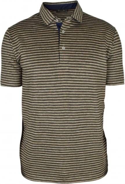 Loro Piana Gestreept Linnen Polo Shirt Beige Heren