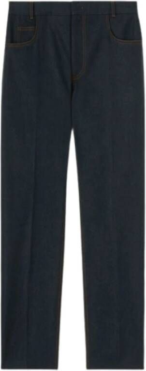 Loro Piana Klassieke Wolblend Broek Blauw Heren